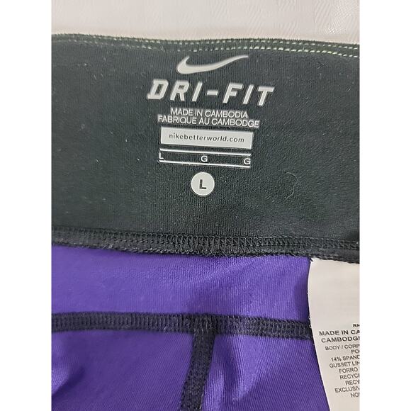 Nike Dri-Fit Capri Leggings Women’s Purple Print Wide Waistband Pocket - Picture 7 of 9